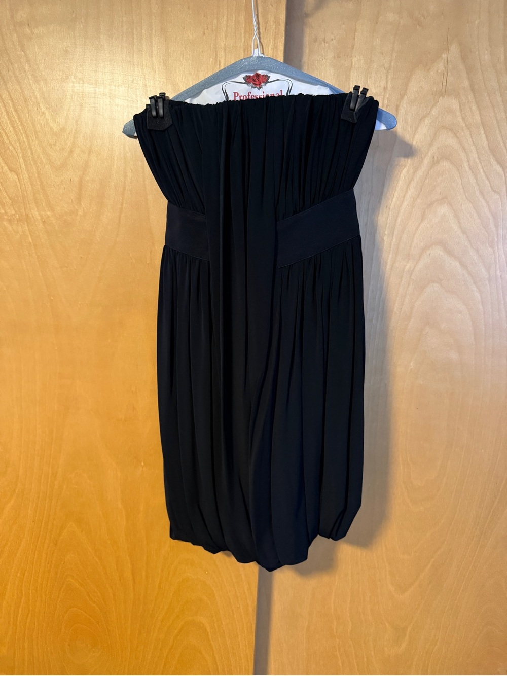 All Saints Strapless Black Gathered Draping Cocktail Dress